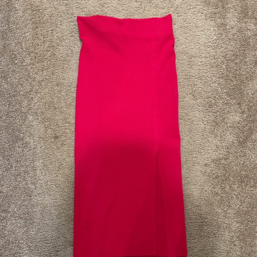 Express Hot Pink Ribbed Pencil Skirt
